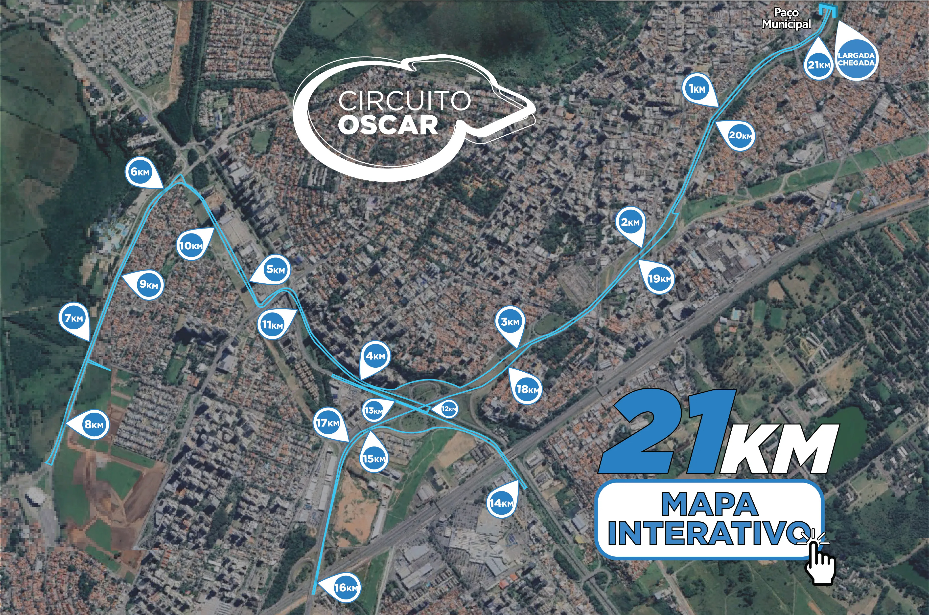 Mapa detalhado do percurso da Meia Maratona.